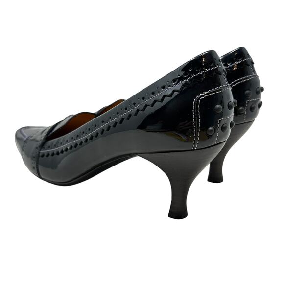 Tod's Pointed Toe Penny Loafer Pumps Heels Patent Leather Black Size US 9.5 - Picture 7 of 15